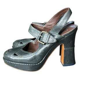 Frye Platform High Heel Chunky Forest Green Size 8